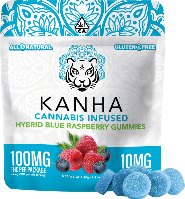 Experience the Sweetness of Kanha Blue Raspberry Gummies – 10 Pieces x 10mg Each