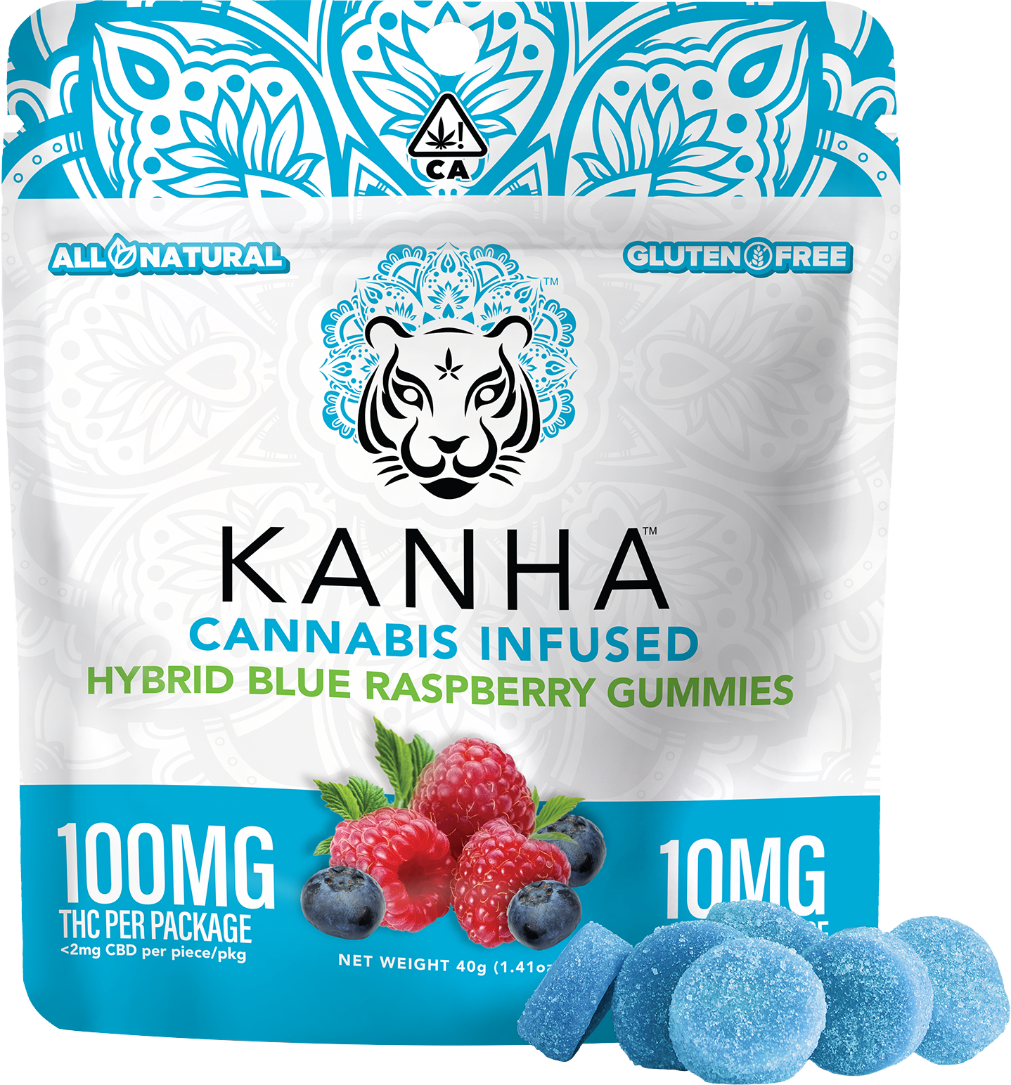 Experience the Sweetness of Kanha Blue Raspberry Gummies – 10 Pieces x 10mg Each