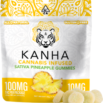 Experience Tropical Bliss with Kanha Pineapple Sativa Gummies – 10 Pieces x 10mg Each