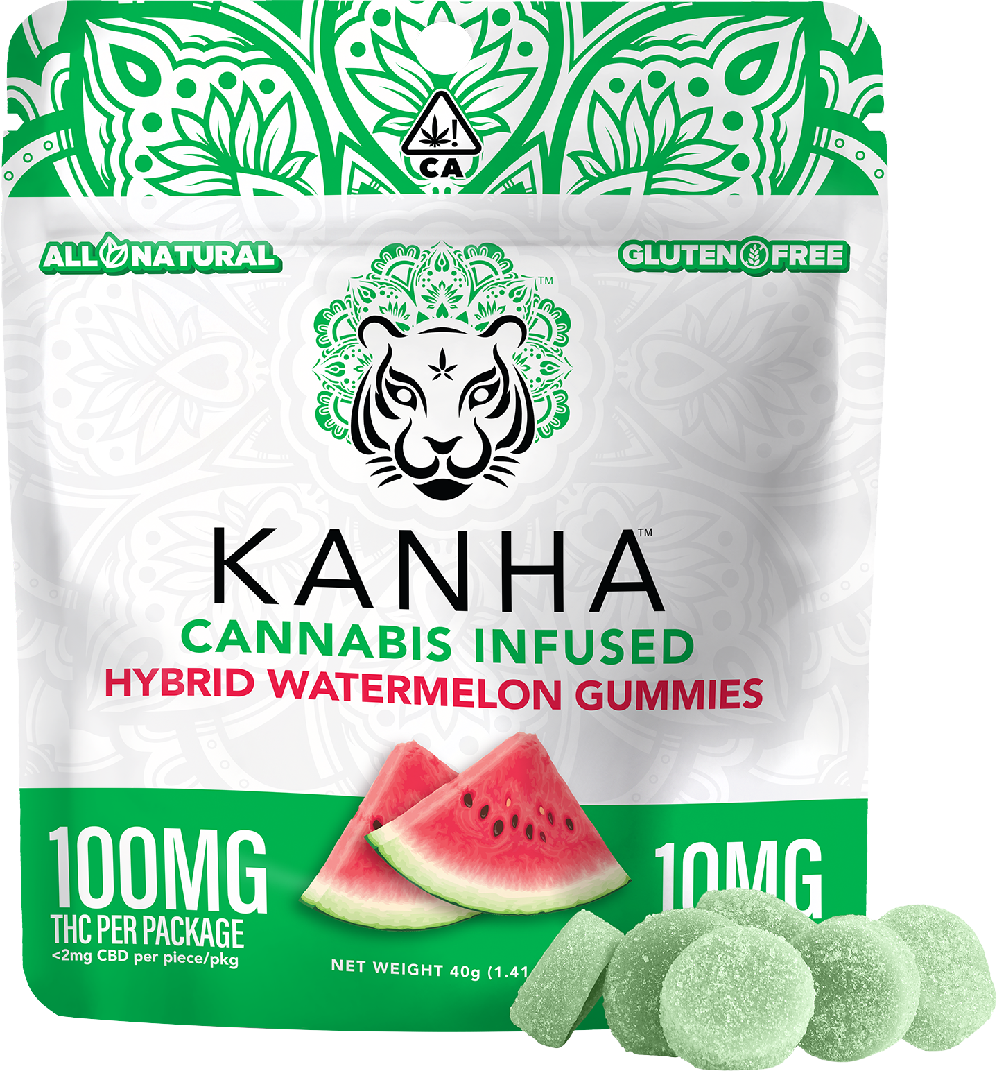 Indulge in Kanha Watermelon Hybrid Gummies – 10 Pieces x 10mg Each